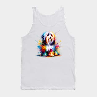 Colorful Abstract Havanese in Vibrant Splash Style Tank Top